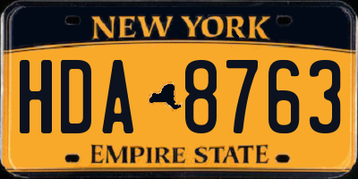 NY license plate HDA8763