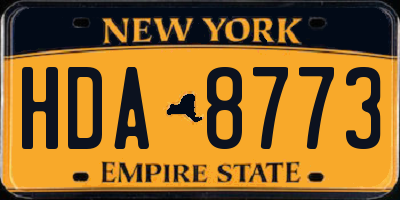 NY license plate HDA8773