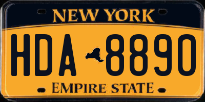NY license plate HDA8890
