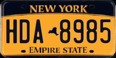 NY license plate HDA8985