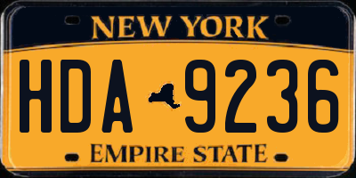 NY license plate HDA9236