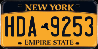 NY license plate HDA9253