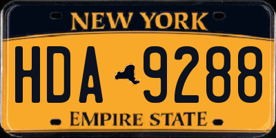 NY license plate HDA9288