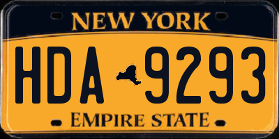 NY license plate HDA9293