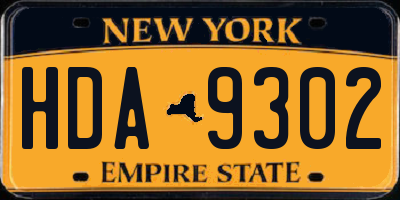 NY license plate HDA9302