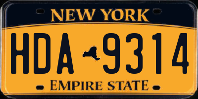 NY license plate HDA9314