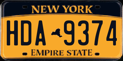 NY license plate HDA9374
