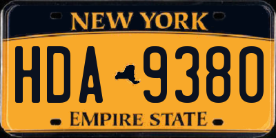 NY license plate HDA9380