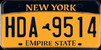 NY license plate HDA9514