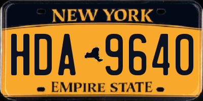 NY license plate HDA9640