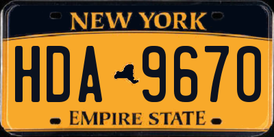 NY license plate HDA9670