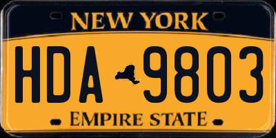 NY license plate HDA9803