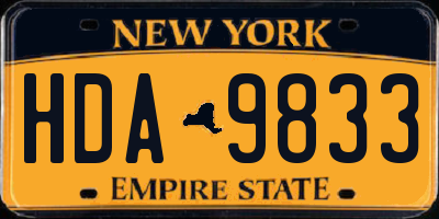 NY license plate HDA9833