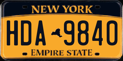 NY license plate HDA9840