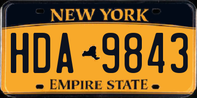 NY license plate HDA9843