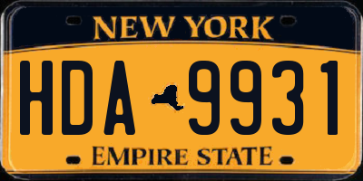 NY license plate HDA9931