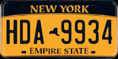NY license plate HDA9934