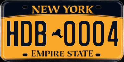 NY license plate HDB0004