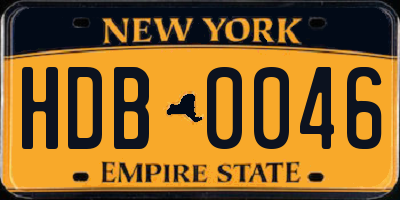 NY license plate HDB0046