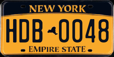 NY license plate HDB0048