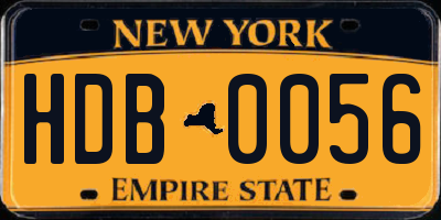 NY license plate HDB0056
