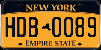 NY license plate HDB0089