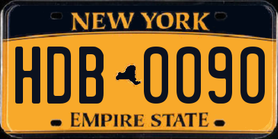 NY license plate HDB0090