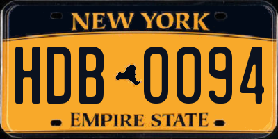 NY license plate HDB0094