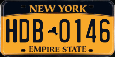NY license plate HDB0146