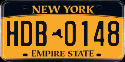 NY license plate HDB0148