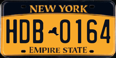 NY license plate HDB0164