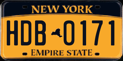 NY license plate HDB0171