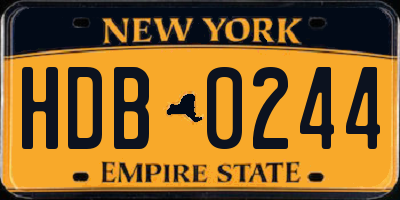 NY license plate HDB0244