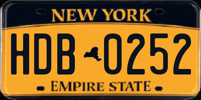 NY license plate HDB0252