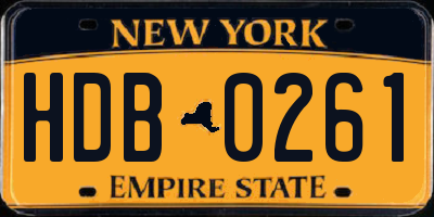 NY license plate HDB0261