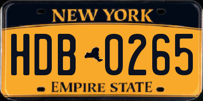 NY license plate HDB0265