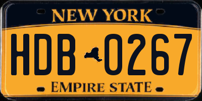NY license plate HDB0267