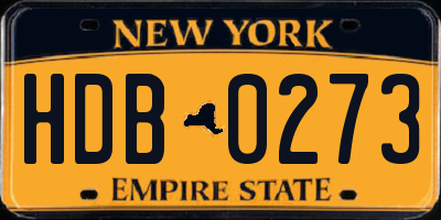 NY license plate HDB0273