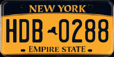 NY license plate HDB0288