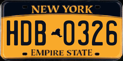 NY license plate HDB0326