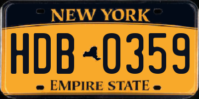 NY license plate HDB0359