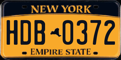 NY license plate HDB0372