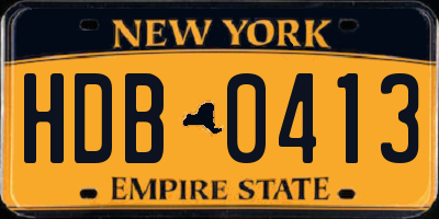NY license plate HDB0413