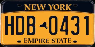 NY license plate HDB0431
