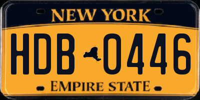 NY license plate HDB0446