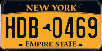 NY license plate HDB0469