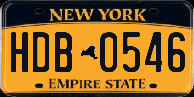 NY license plate HDB0546