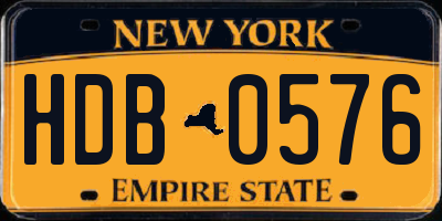 NY license plate HDB0576
