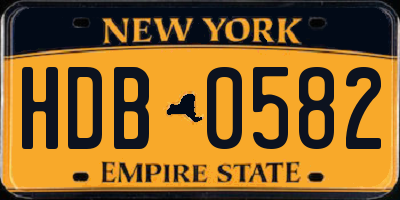 NY license plate HDB0582