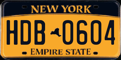 NY license plate HDB0604